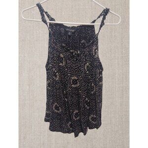 Lucky Brand Womens Sleeveless Printed Tank Top Size Small navy/wht